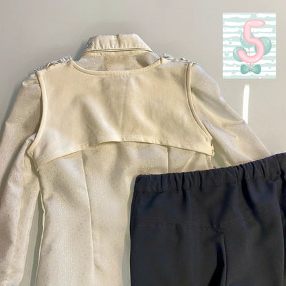 Completo elegante bambina con camicia ricamata e pantaloni