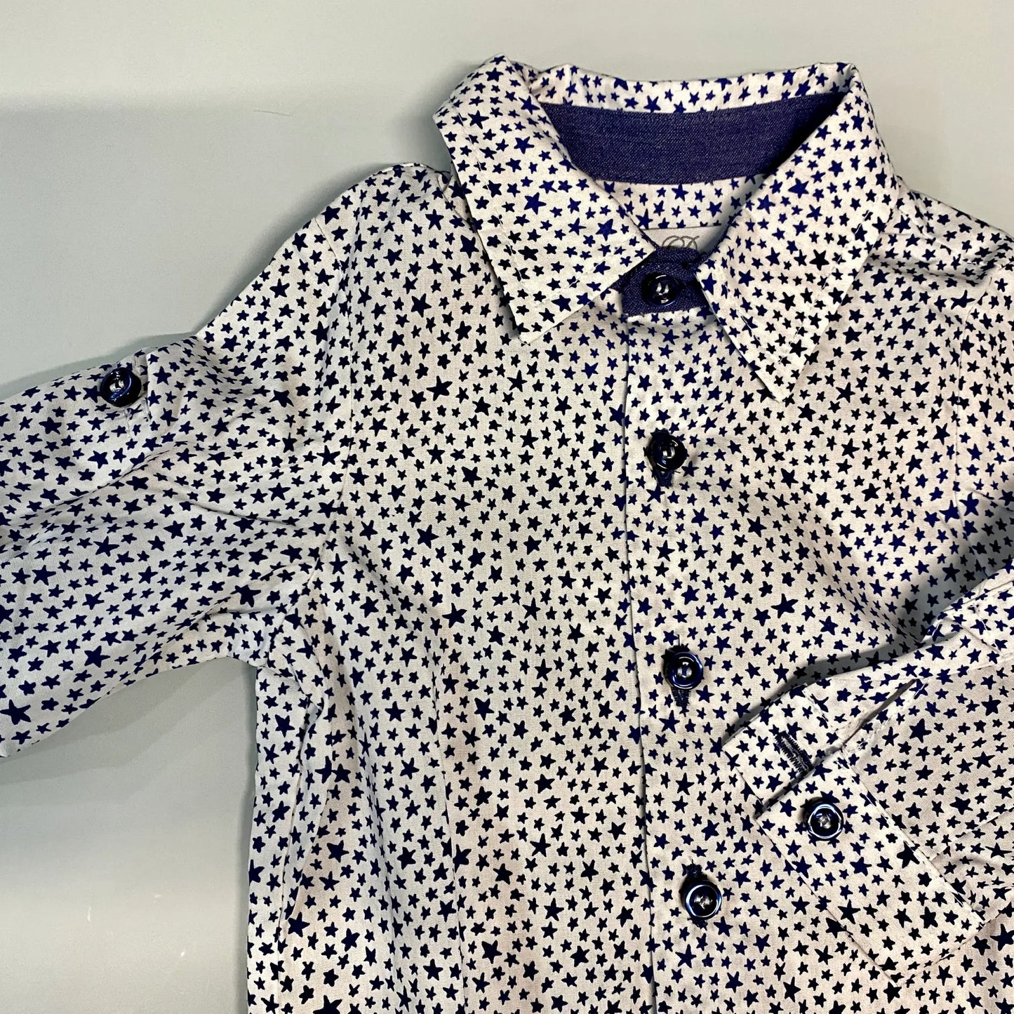 Camicia Neonato Fantasia Stelle Blu Navy | I Delfi Creazione Outlet