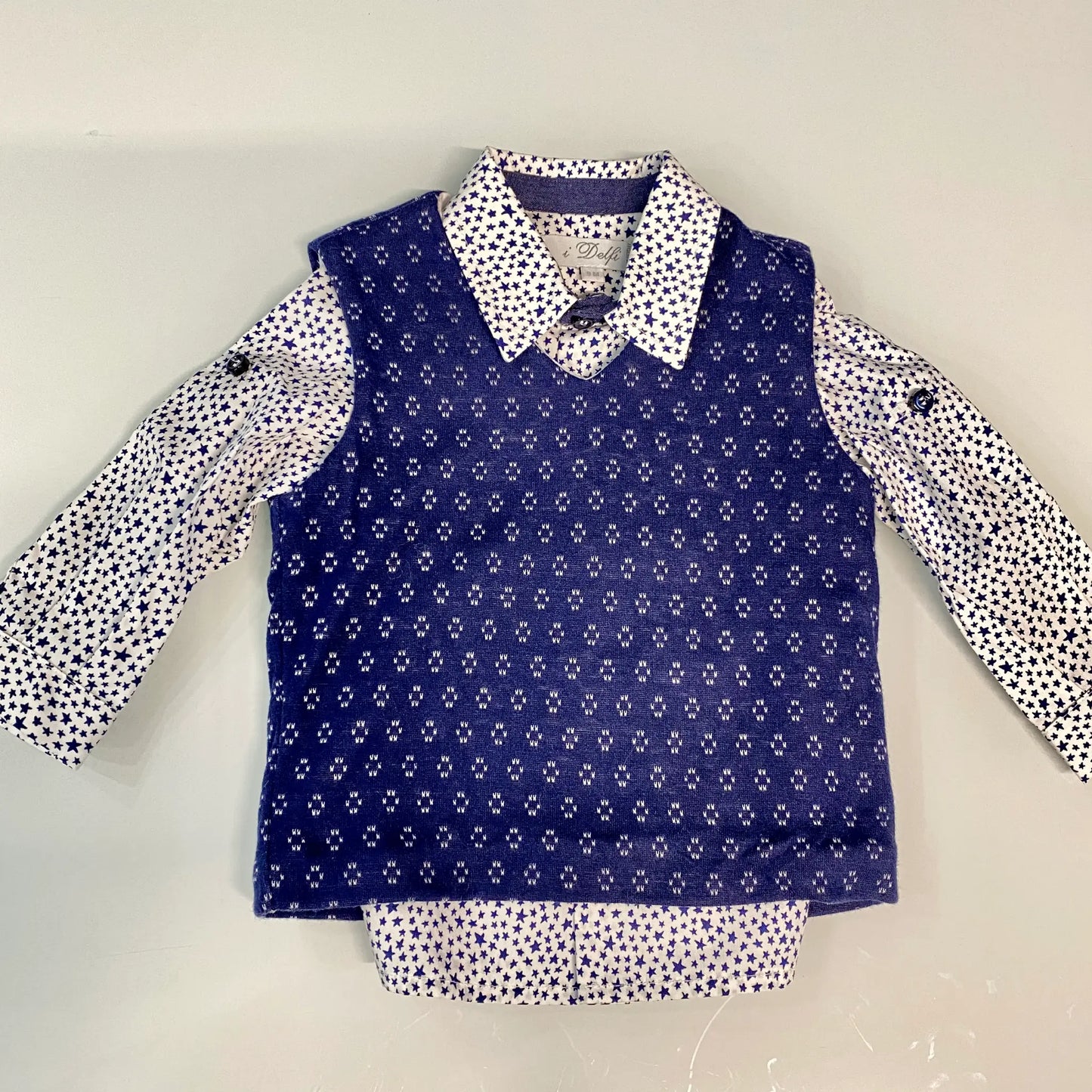 Camicia Neonato Fantasia Stelle Blu Navy | I Delfi Creazione Outlet