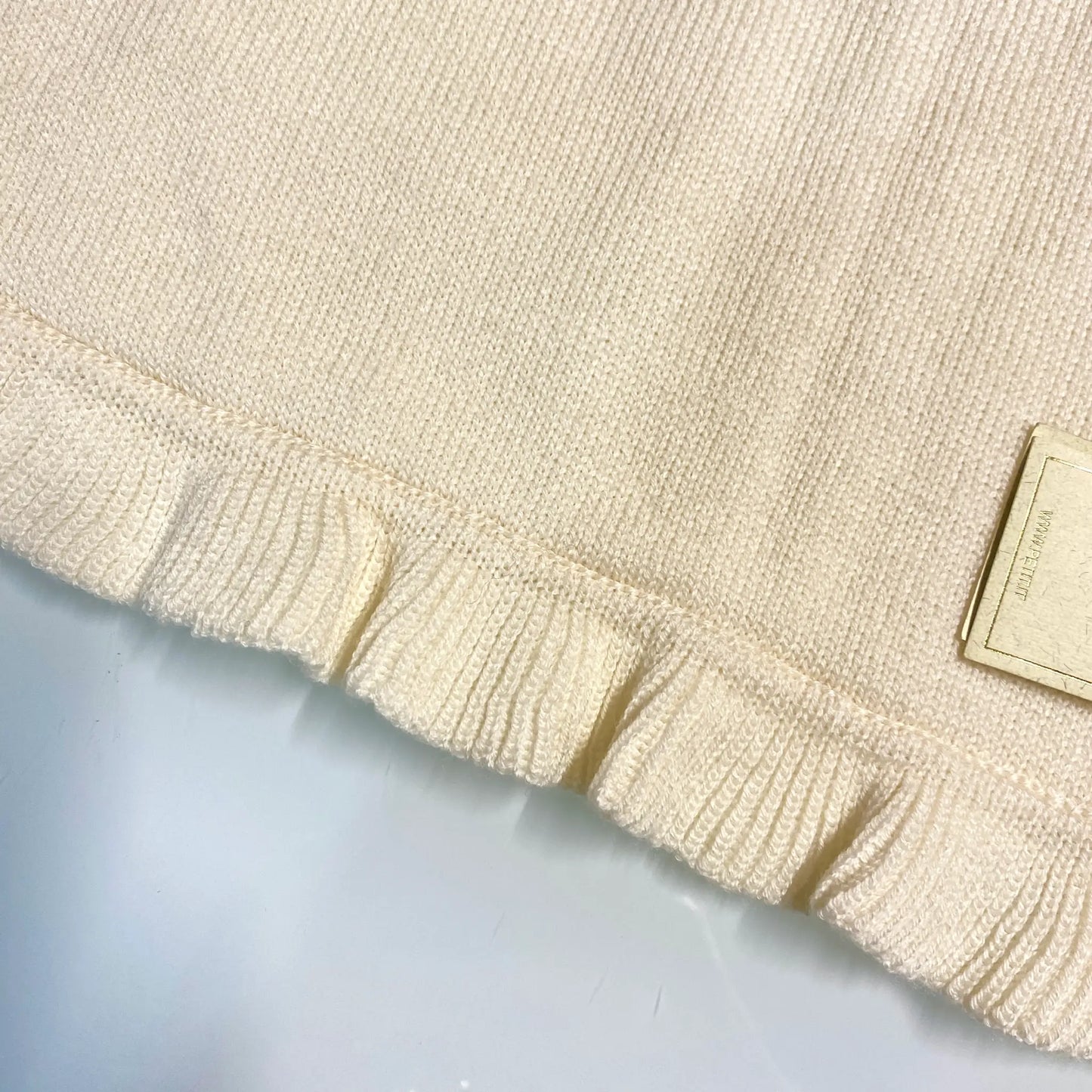 Copertina Culla Neonata 100% Lana Beige con Fiori a Rilievo