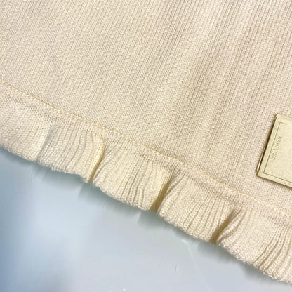 Copertina Culla Neonata 100% Lana Beige con Fiori a Rilievo