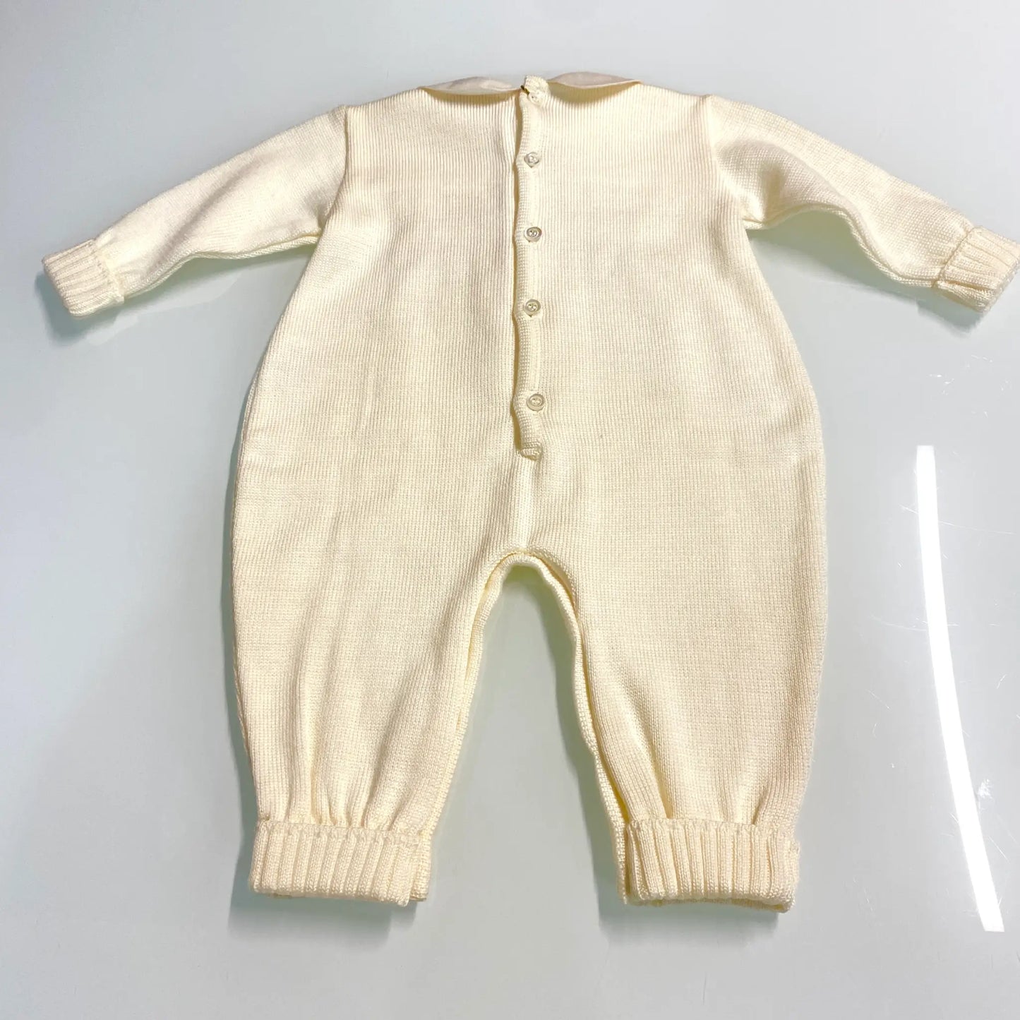 Tutina Neonata Punto Smock in Lana 100%