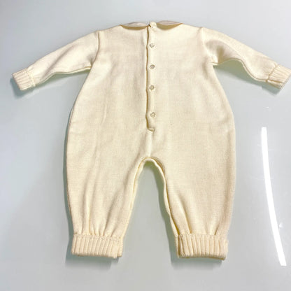 Tutina Neonata Punto Smock in Lana 100%