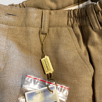 Pantalone Classico Elegante Bambino. Spina di Pesce Marrone Nocciola