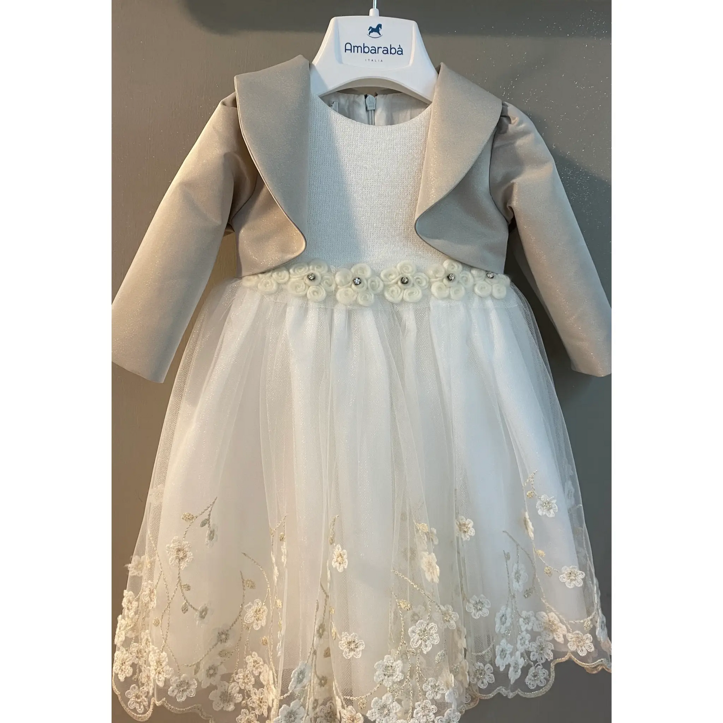 Abito Neonata Panna e Oro per Cerimonie