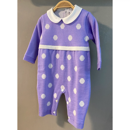 Tutina Neonata in Maglia Lilla a Pois