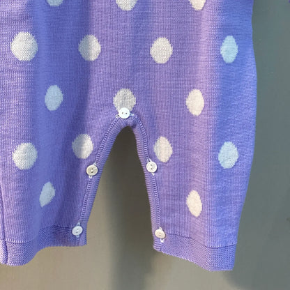 Tutina Neonata in Maglia Lilla a Pois