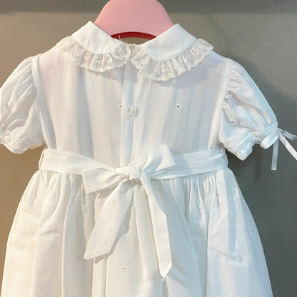 Robe longue de baptême en dentelle Sangallo