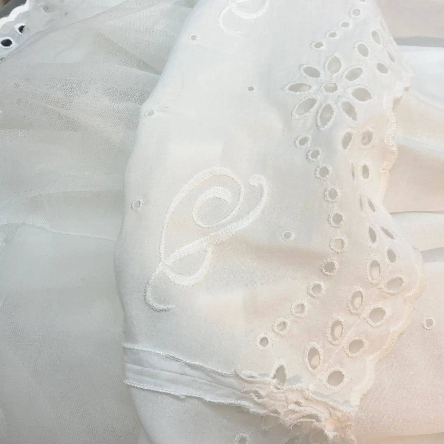 Robe longue de baptême en dentelle Sangallo