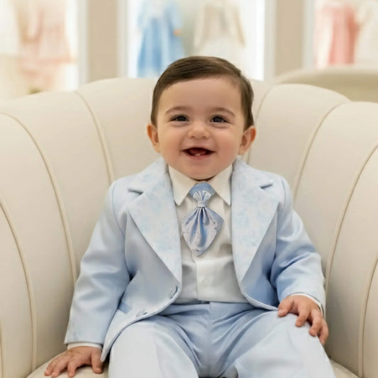 Abito azzurro cielo per bimbo dai 6 ai 9 mesi in offerta
