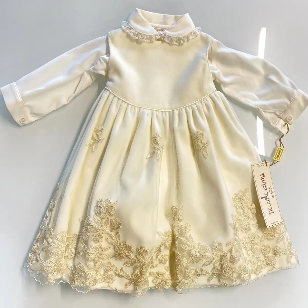 Abito battesimale in velluto per bambina piccola