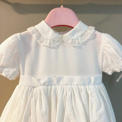 Abito da battesimo in cotone e pizzo sangallo n outlet