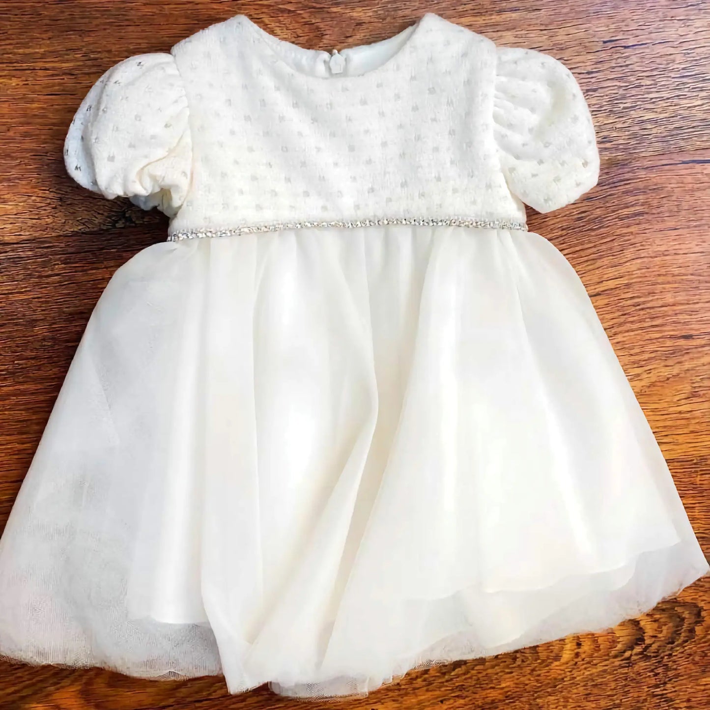 Abito da battesimo in tulle e lana per neonata