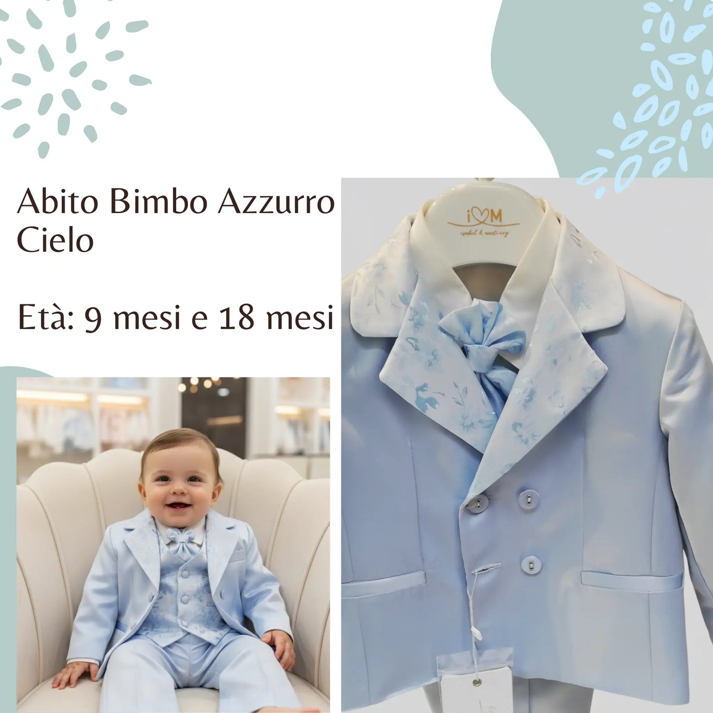 Abito bimbo da Cerimonia azzurro cielo in outlet