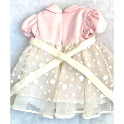 Abito da cerimonia o battesimo in velluto per bambina 9 mesi