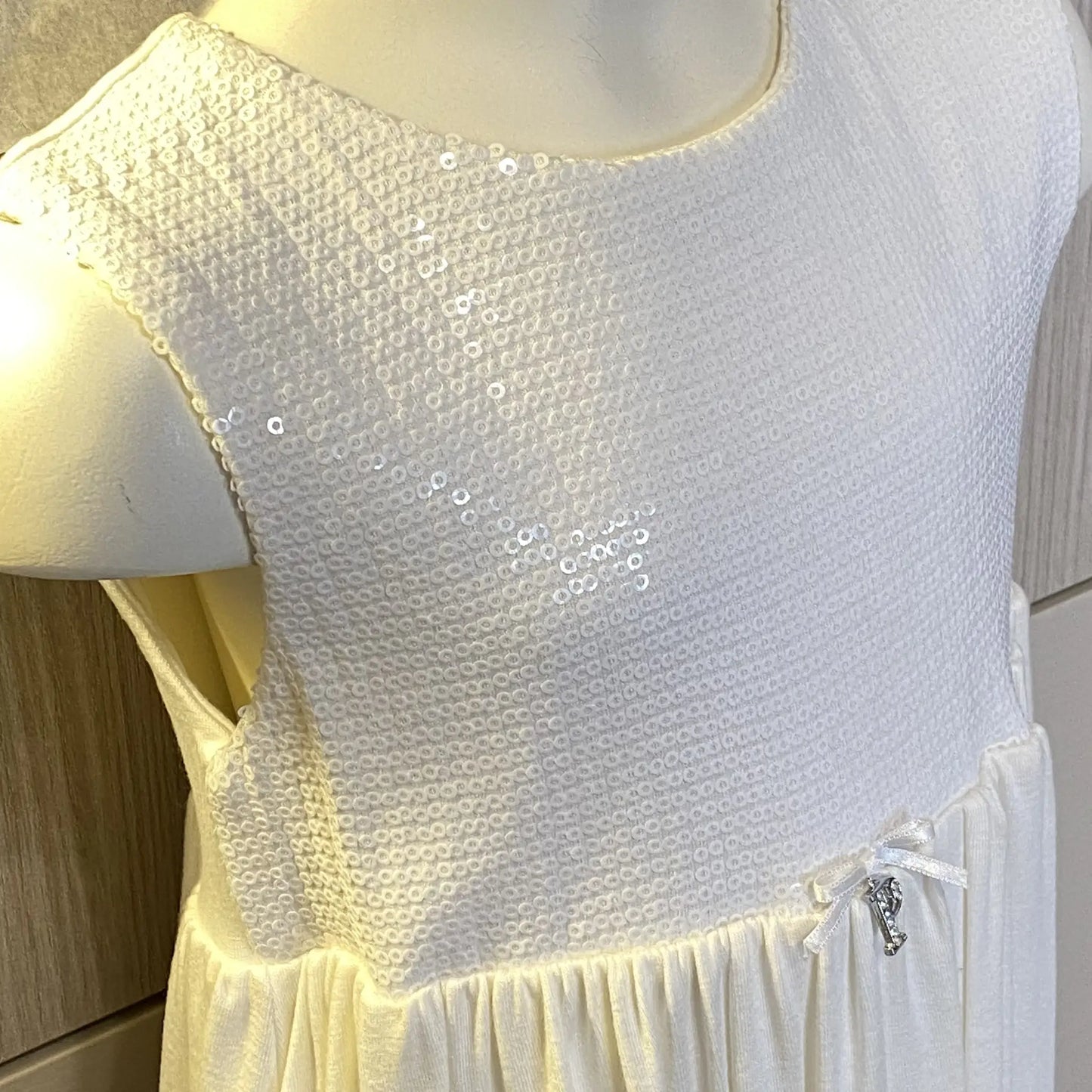 abito da cerimonia estiva con paillettes per neonata