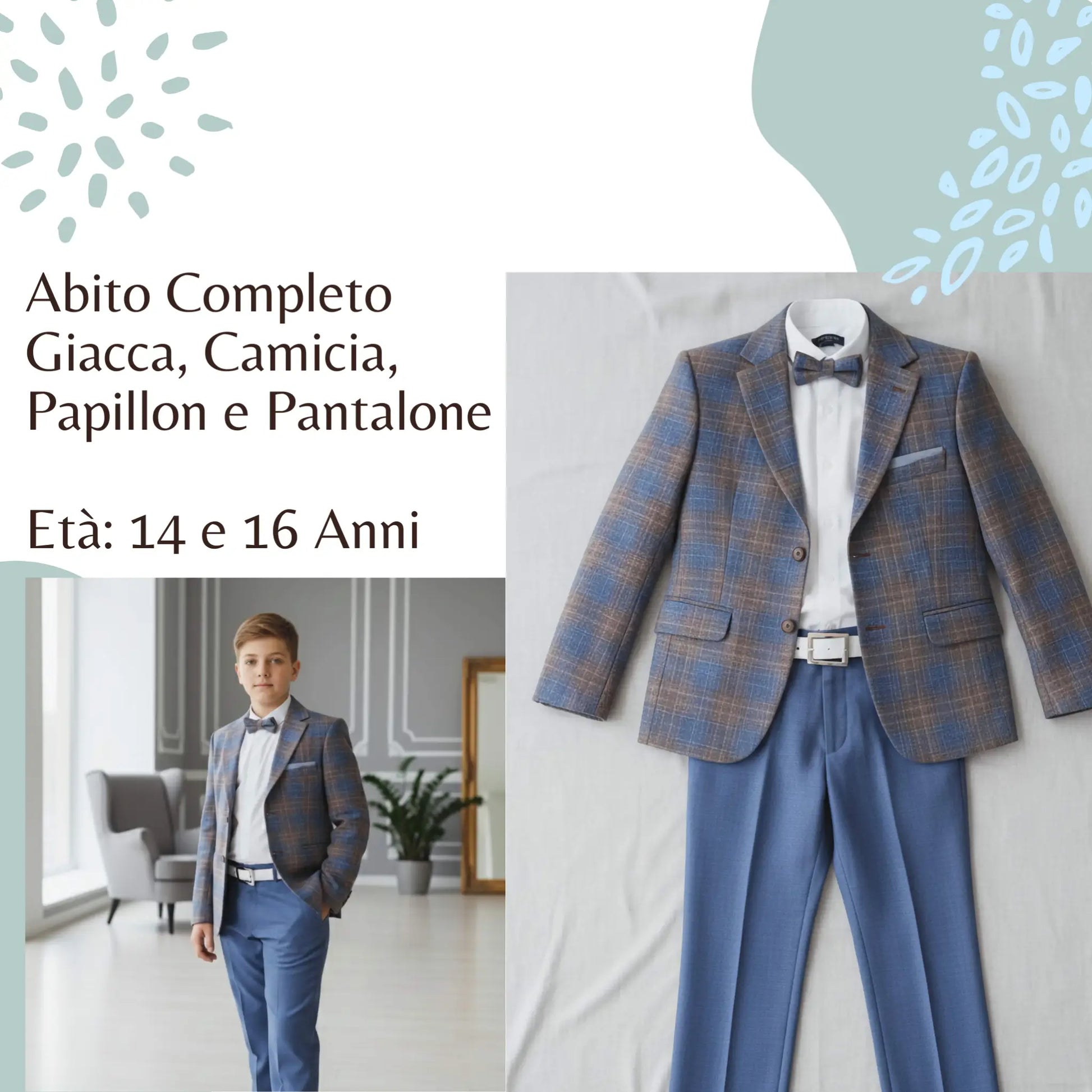 Abito da cerimonia con giacca a quadri per ragazzo in outlet