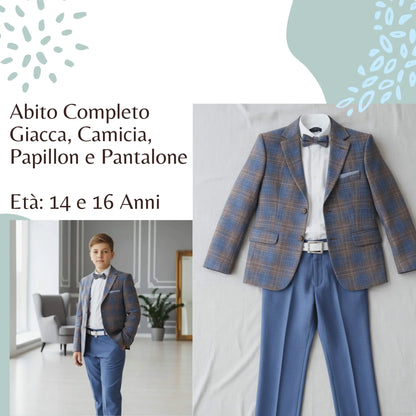 Abito da cerimonia con giacca a quadri per ragazzo in outlet