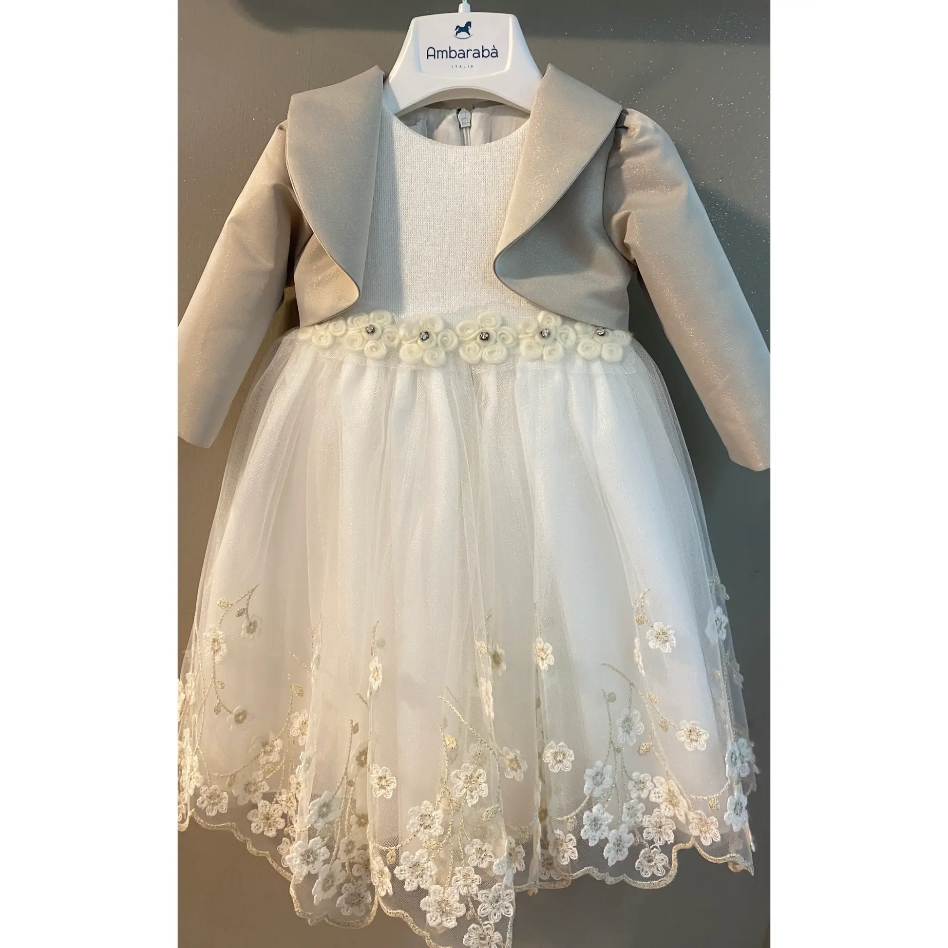 Abito cerimonia neonata panna e oro sconto outlet