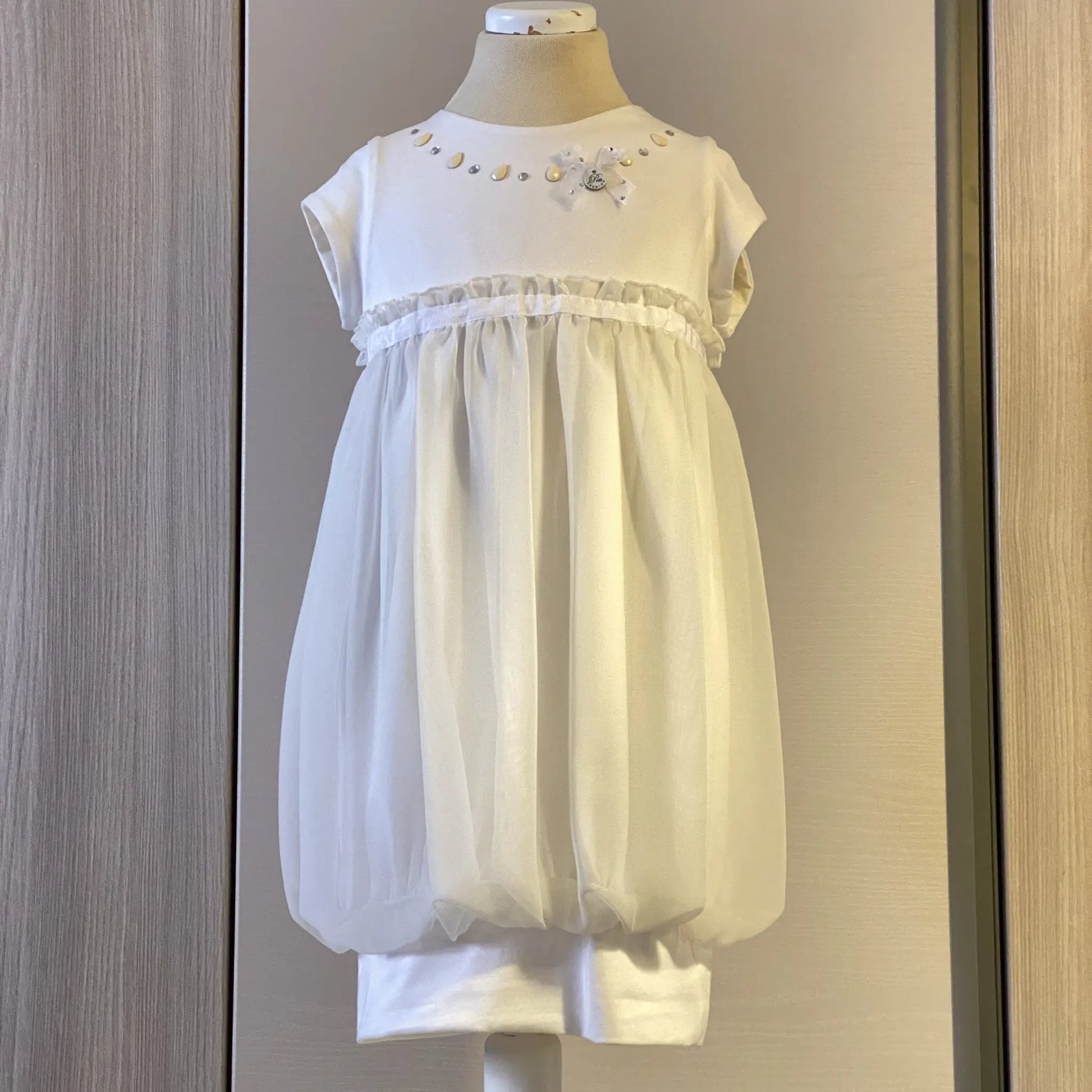 Abito da cerimonia a palloncino bianco per bambina