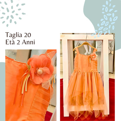 Abito color pesca per bambina da cerimonia o per matrimoni