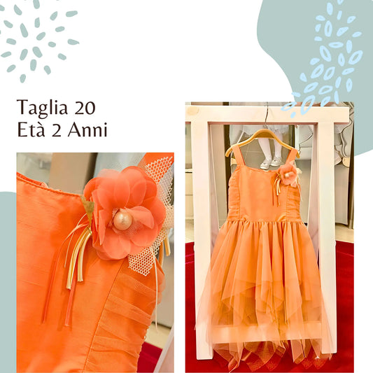 Abito color pesca per bambina da cerimonia o per matrimoni