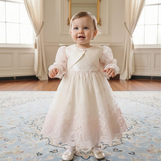 Abito completo di coprispalle per cerimonie neonati in OUTLET