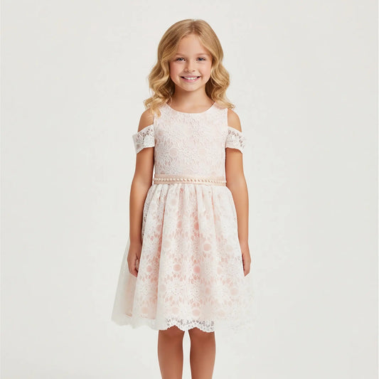 Abito da comunione o cerimonia in pizzo macramè in OUTLET