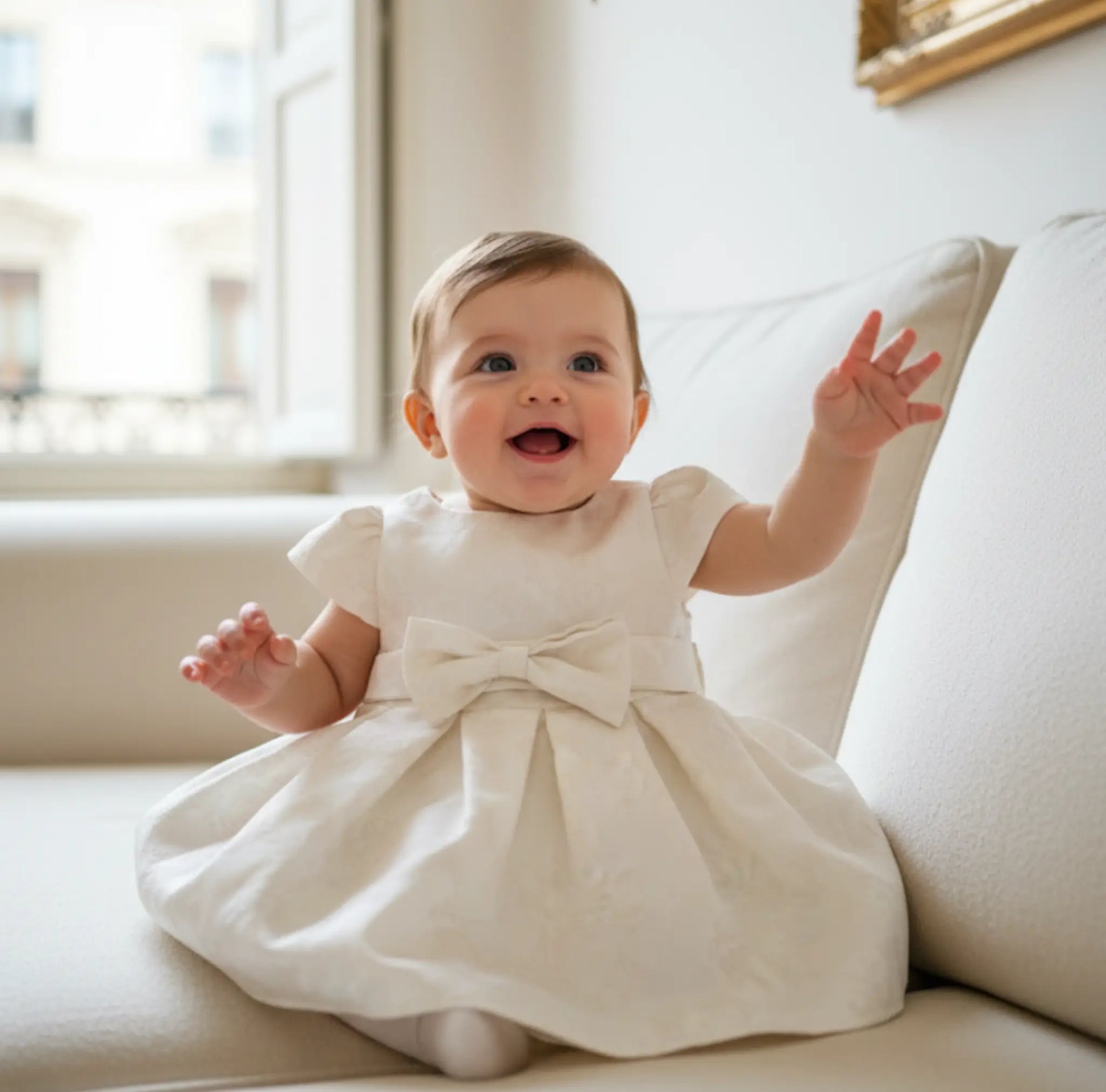 Abito damascato per battesimo bambina da 3 a 9 mesi