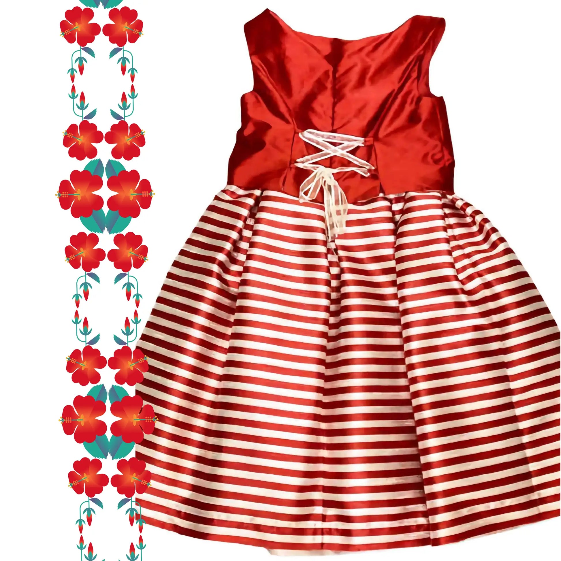 Abito da damigella in seta color rosso per bambina
