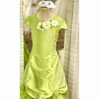 Abito da damigella color verde per bambina scontato