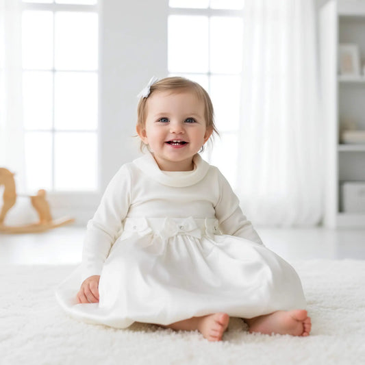 Abito elegante per bambina con gonna in raso in outlet