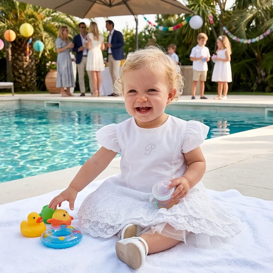 Abito elegante in cotone per feste estive bambina da 9 a 12 mesi in OUTLET