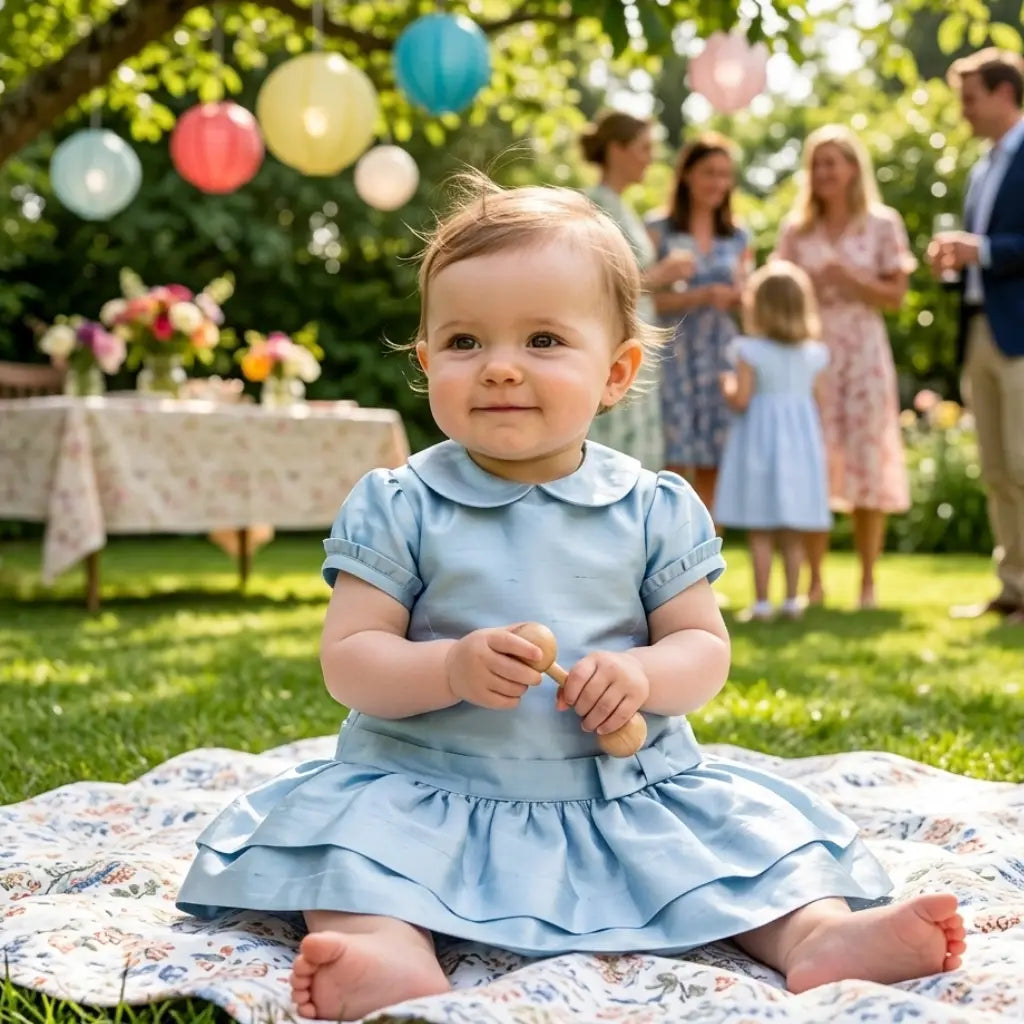 Abito elegante in seta per bambina da 6 a 9 mesi in OUTLET
