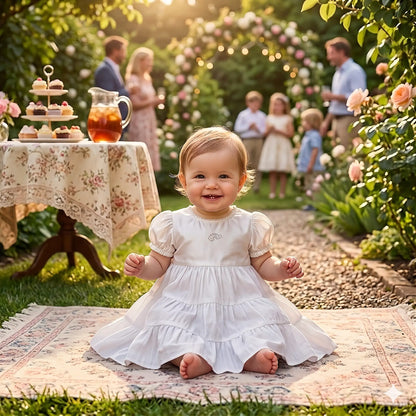 Abito elegante tessuto lucido bianco per bambina in outlet