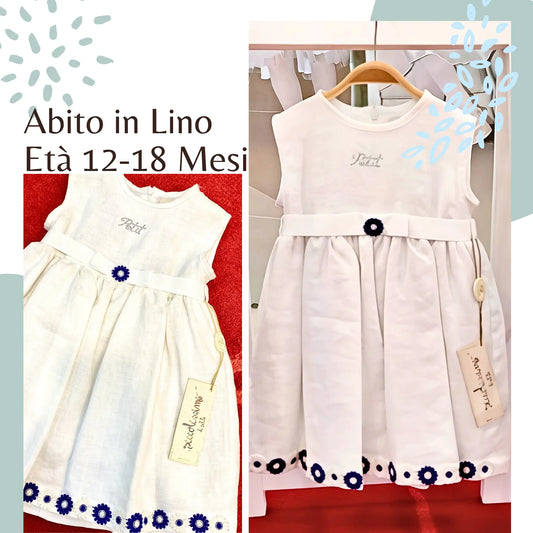 Abito in lino bianco per bambina