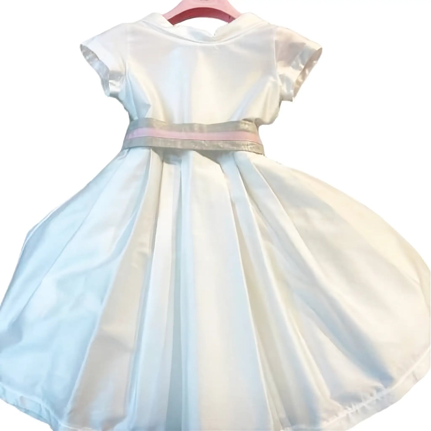 Abito in Mikado con cintura in lino per Cerimonia bambina