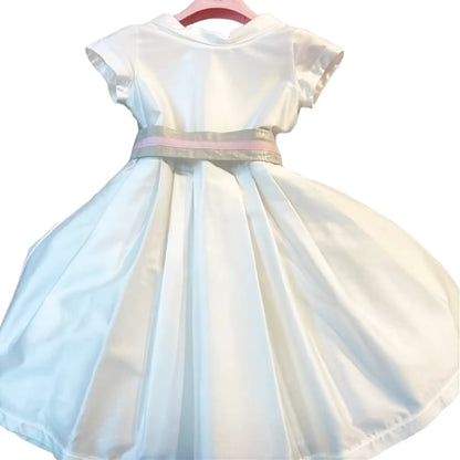 Abito in Mikado con cintura in lino per Cerimonia bambina
