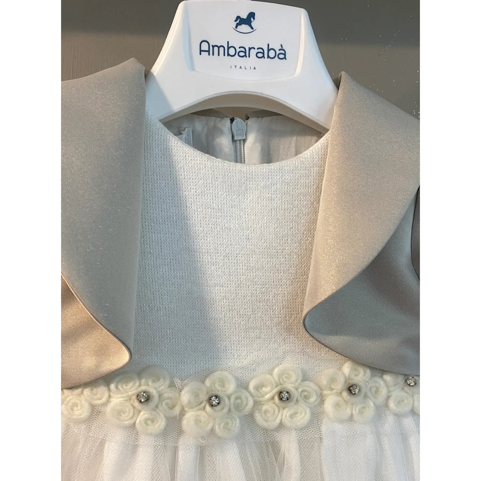 Abito neonata panna e oro elegante da cerimonia in offerta 