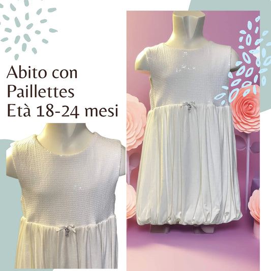 Abito con paillettes e gonna a palloncino per bambina