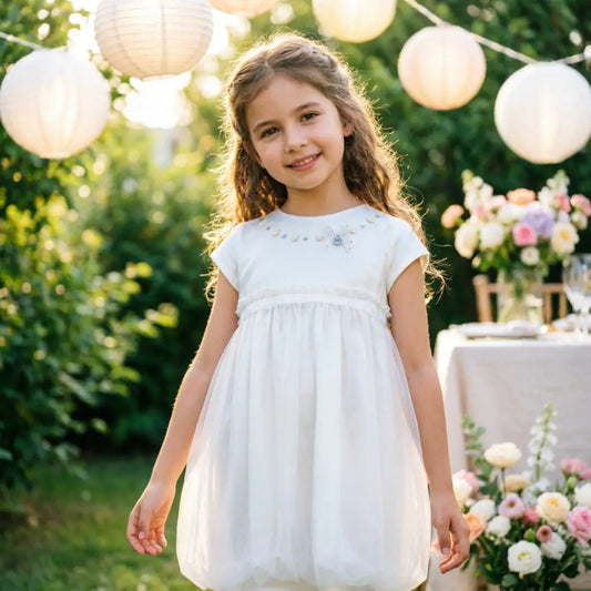 Abito elegante con gonna a palloncino per bambina in OUTLET
