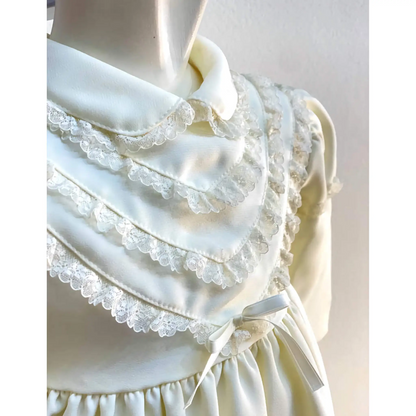 Abito romantico cotone e pizzo per battesimo