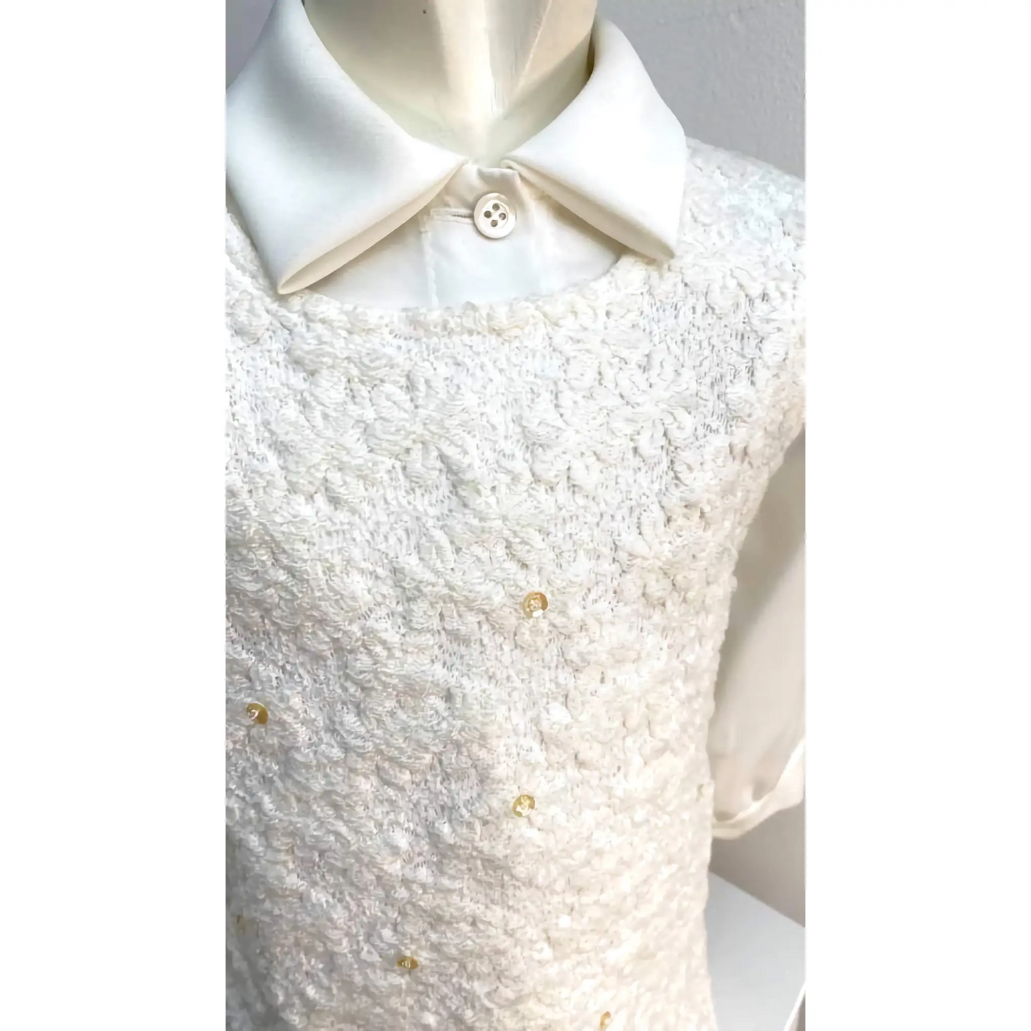 Abito smanicato in lana con camicia in cotone