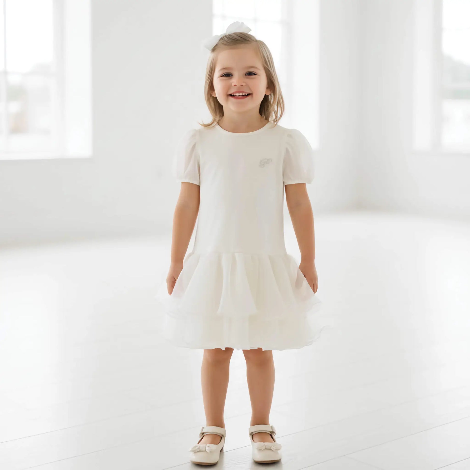 Abito tubino bianco per bambina in outlet