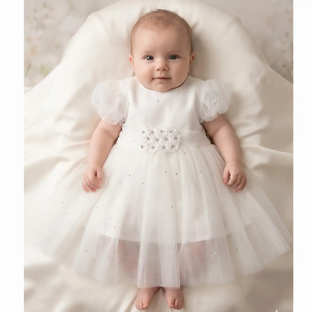Abito in tulle per cerimonia neonata di 3 mesi. OUTLET