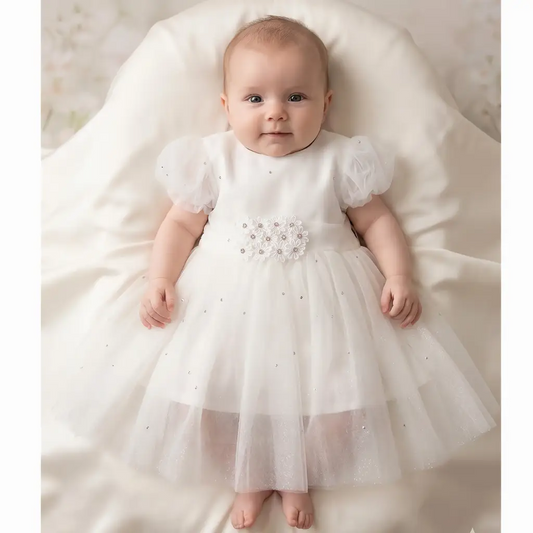 Abito in tulle per cerimonia neonata di 3 mesi. OUTLET
