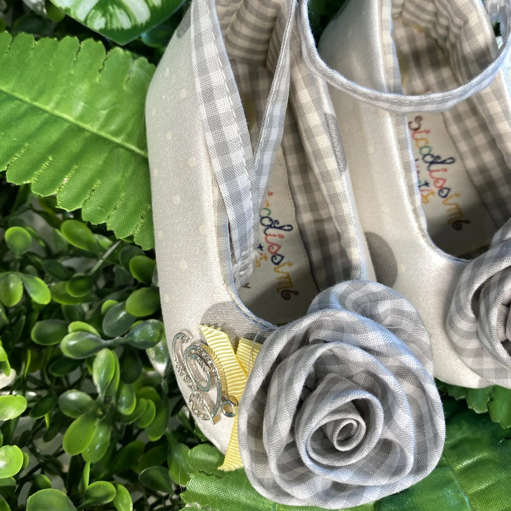 Ballerine numero 17 a pois argento e grigio
