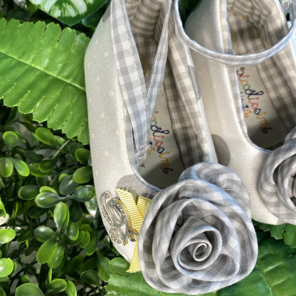 Ballerine numero 17 a pois argento e grigio