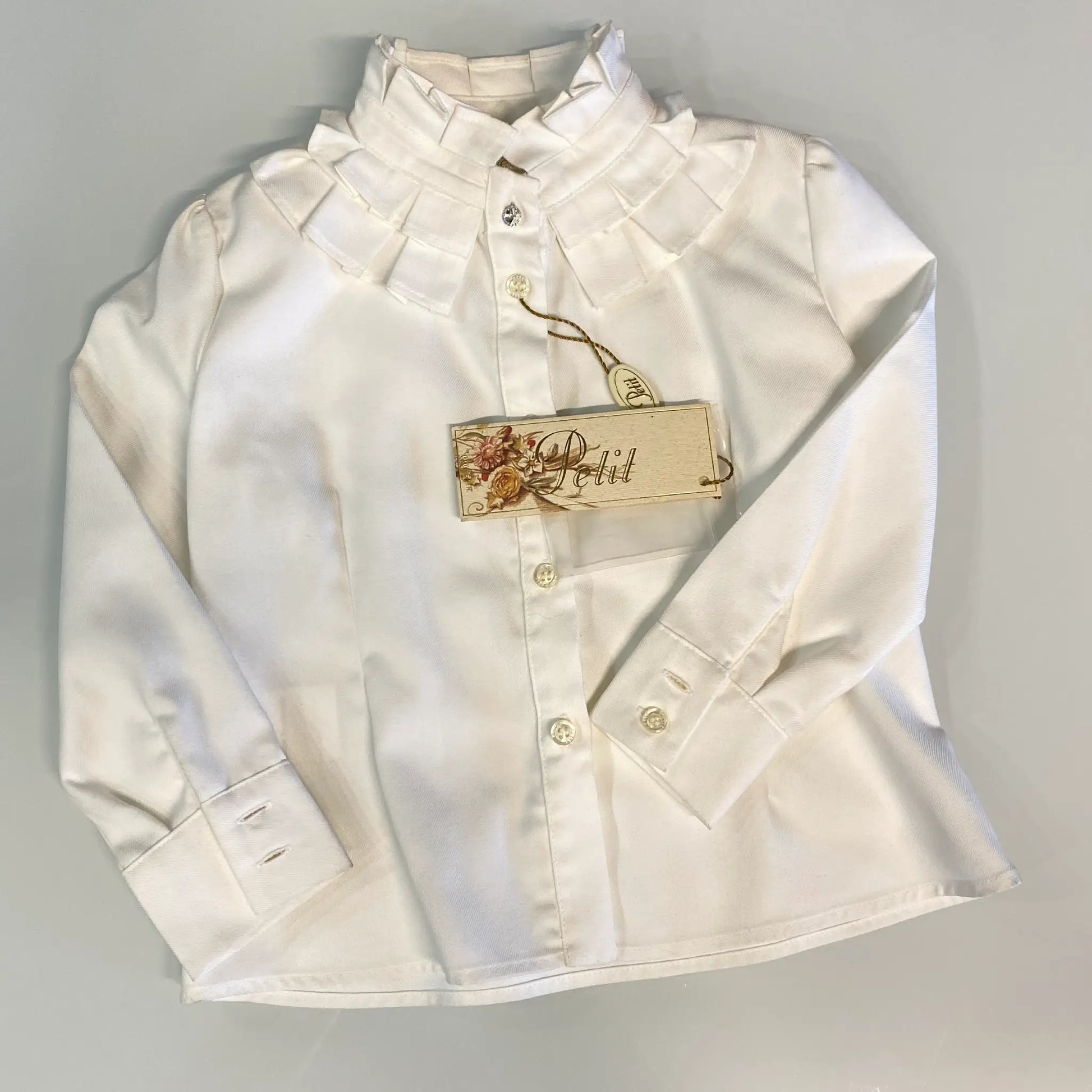 Camicia da cerimonia per bambina con rouches