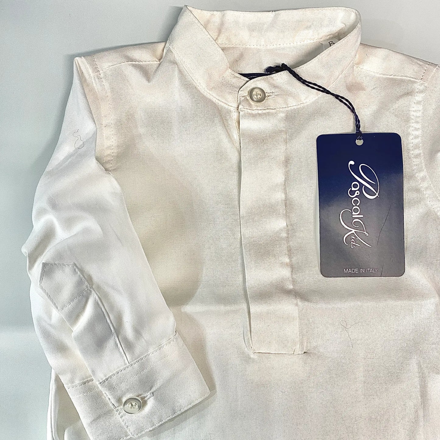Camicia alla coreana in cotone bianca per neonato